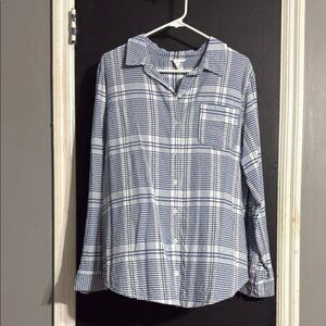 Caslon Plaid Cotton Blend Button Down Size: L